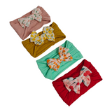 Flower Printed Bow Applique Headband
