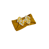 Flower Printed Bow Applique Headband