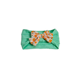 Flower Printed Bow Applique Headband