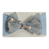 Sunflower Printed Net Bow Applique Headband