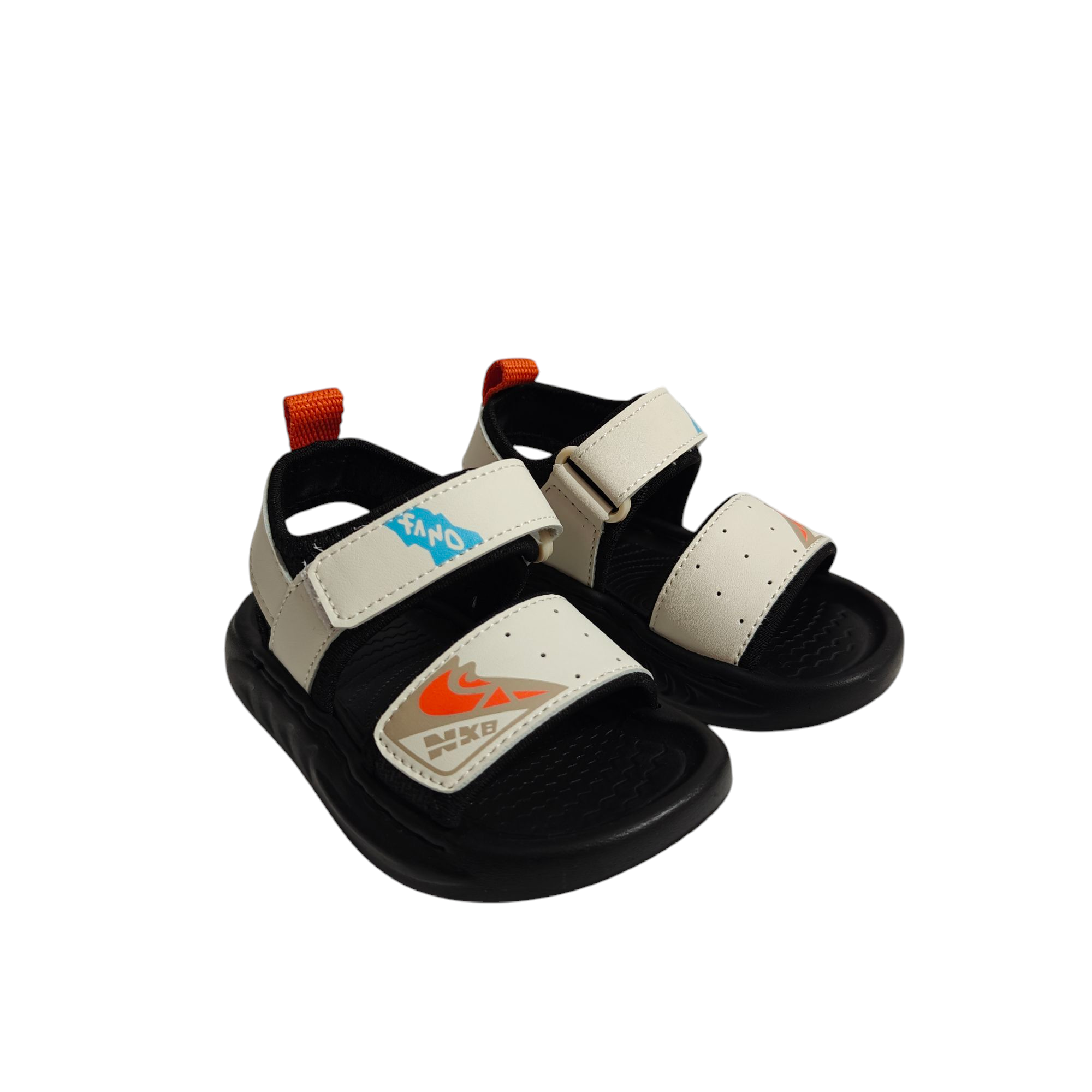 Patch Detail Velcro Closure Sandal - White