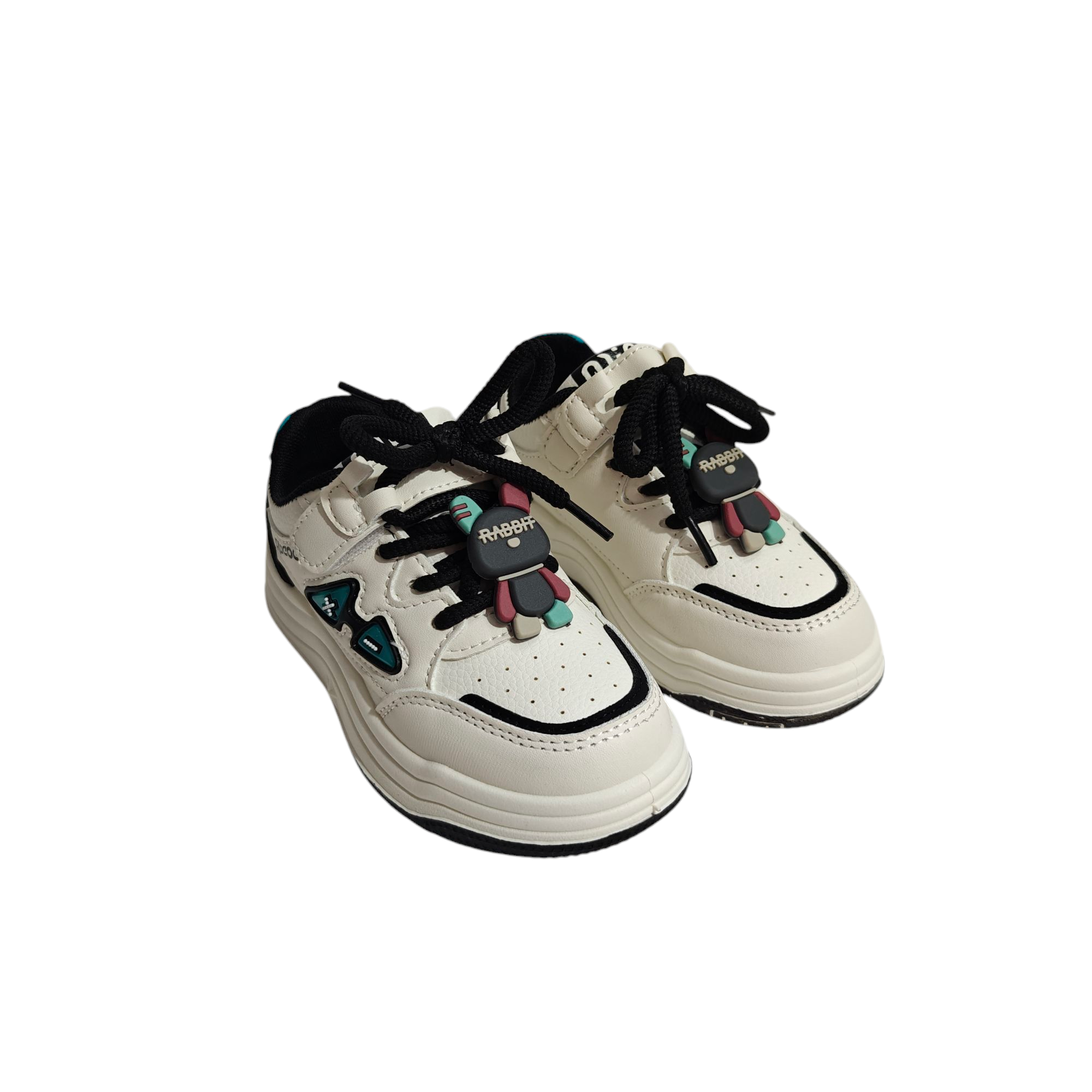 Charm Applique Lace Design Velcro Closure Sneakers - Black
