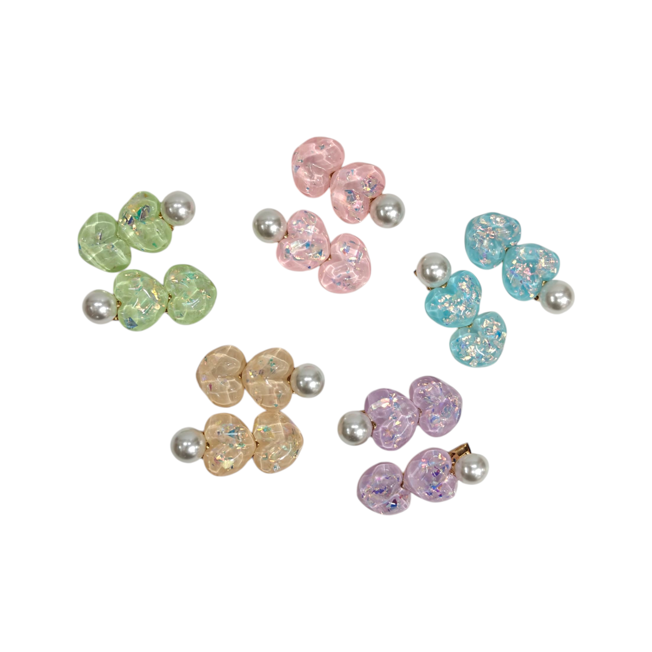 HEART SHAPE PEARL APPLIQUE HAIR PINS