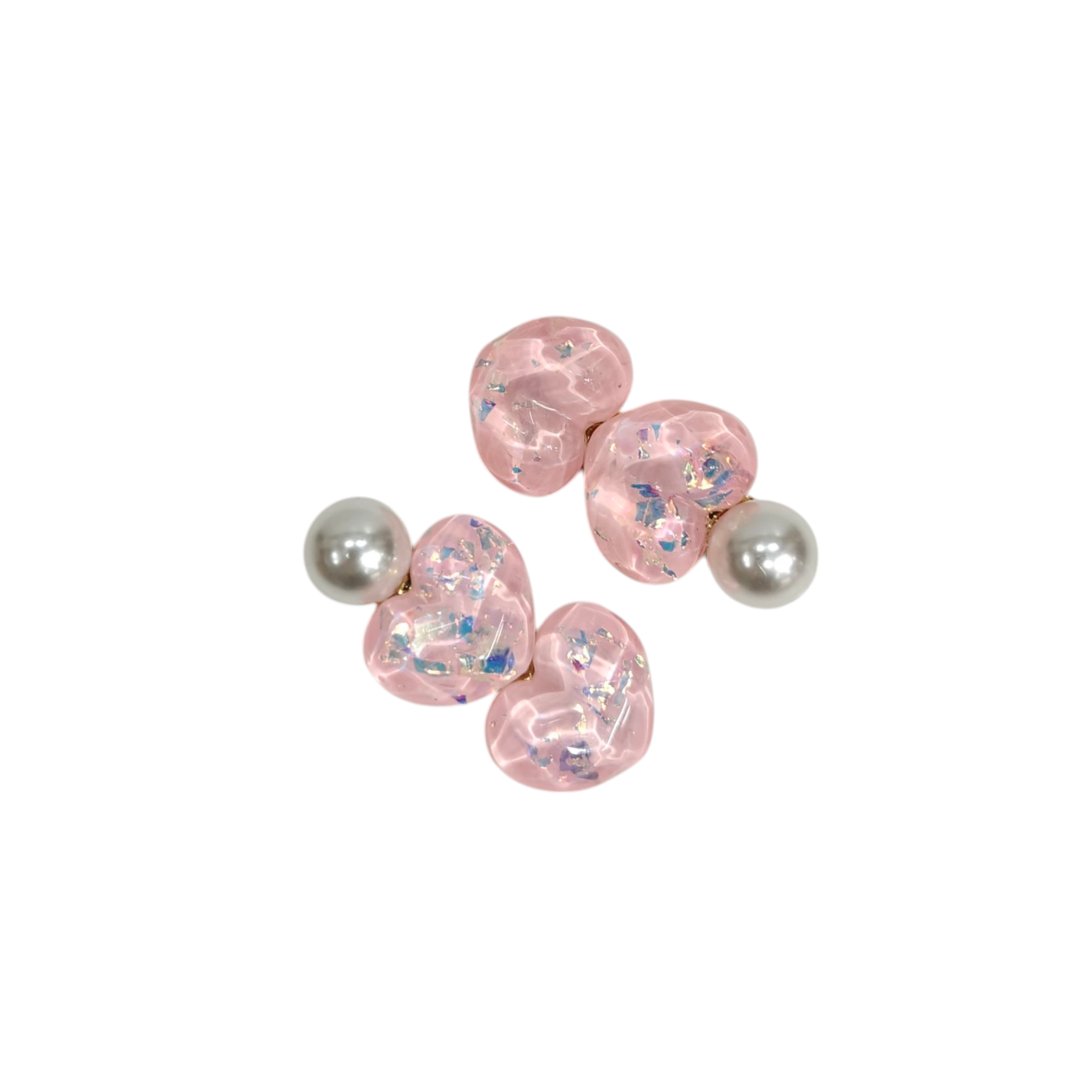 HEART SHAPE PEARL APPLIQUE HAIR PINS