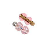 HEART SHAPE PEARL APPLIQUE HAIR PINS