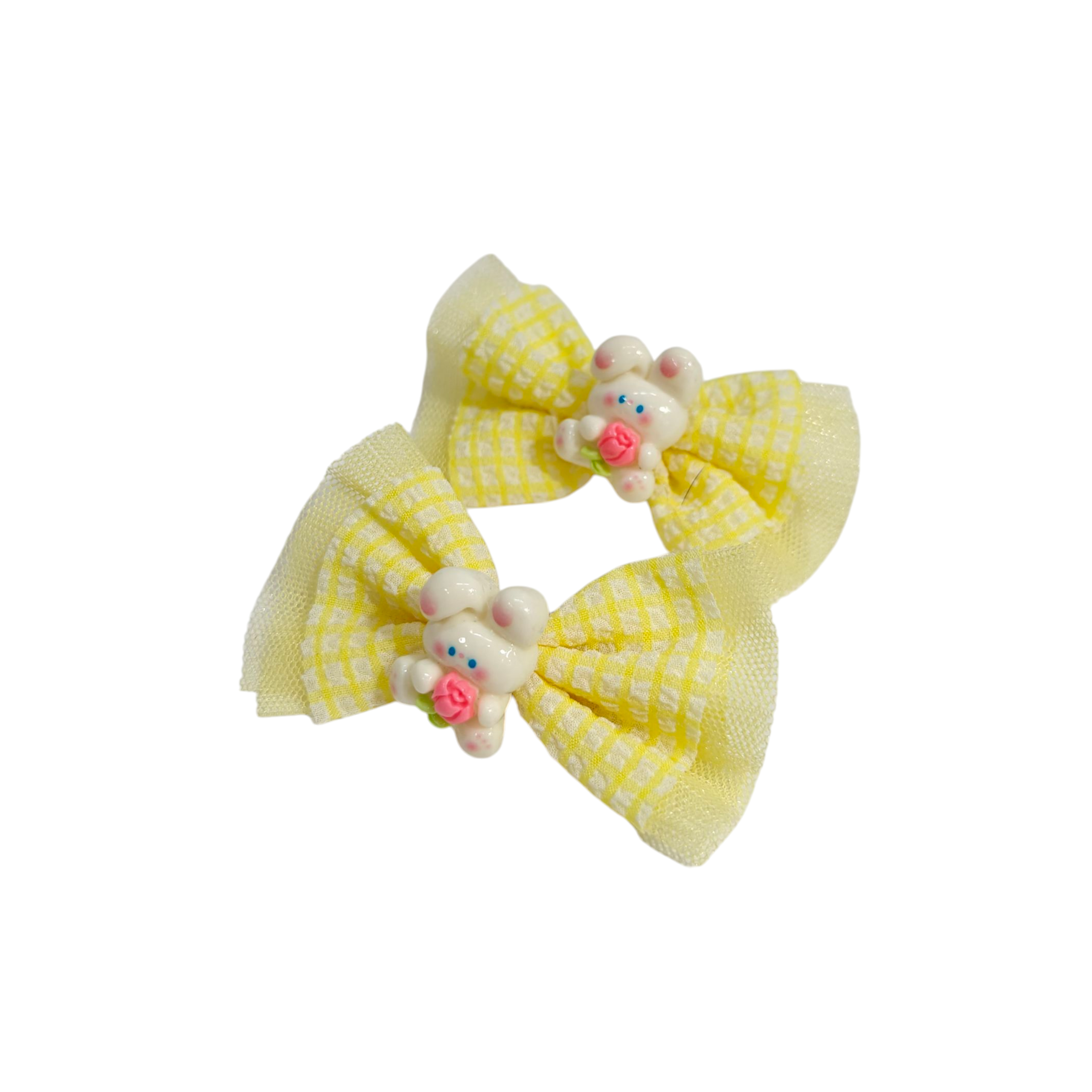 DOUBLE BOW & CARTOON APPLIQUE HAIR PINS