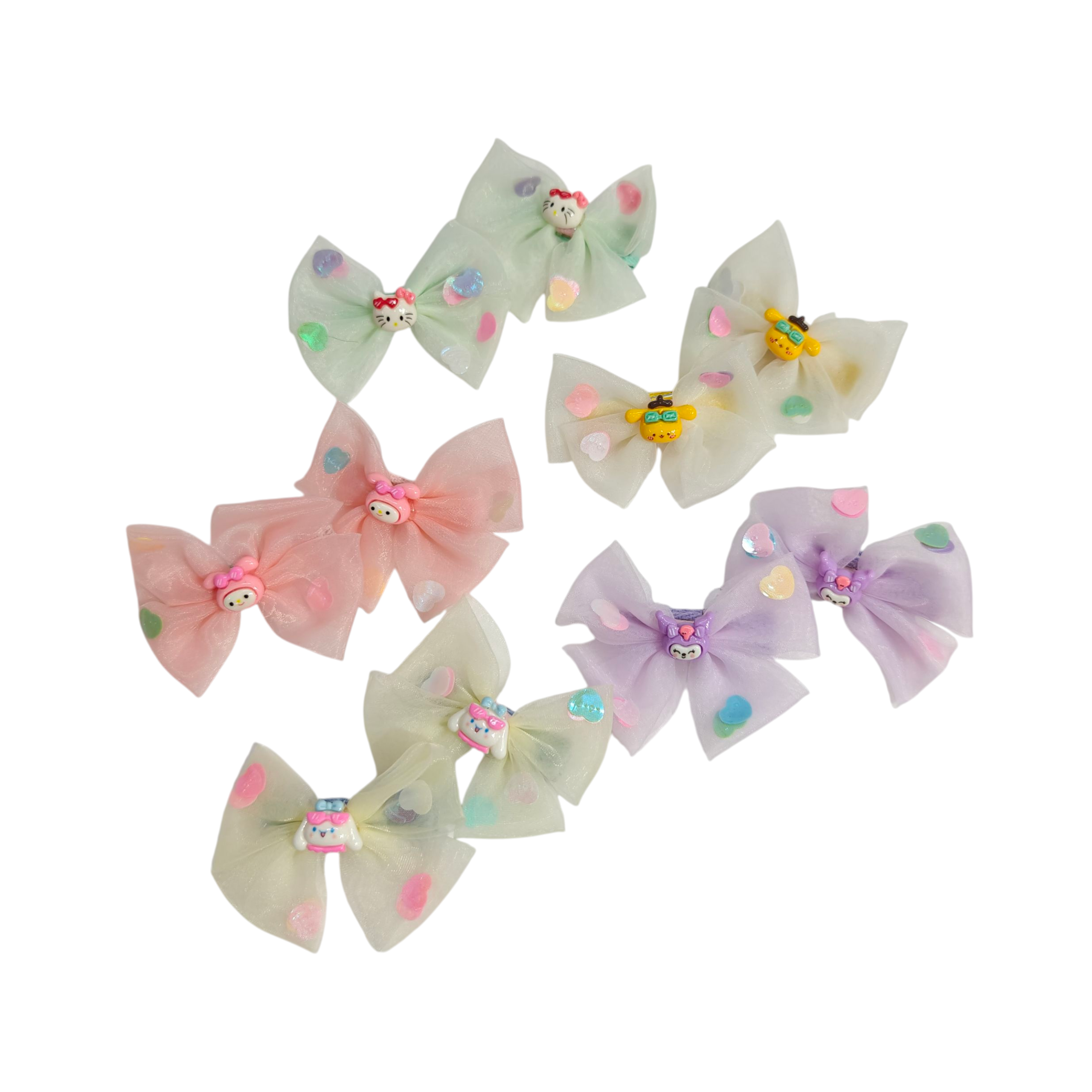 CARTOON & BOW APPLIQUE HAIR PINS