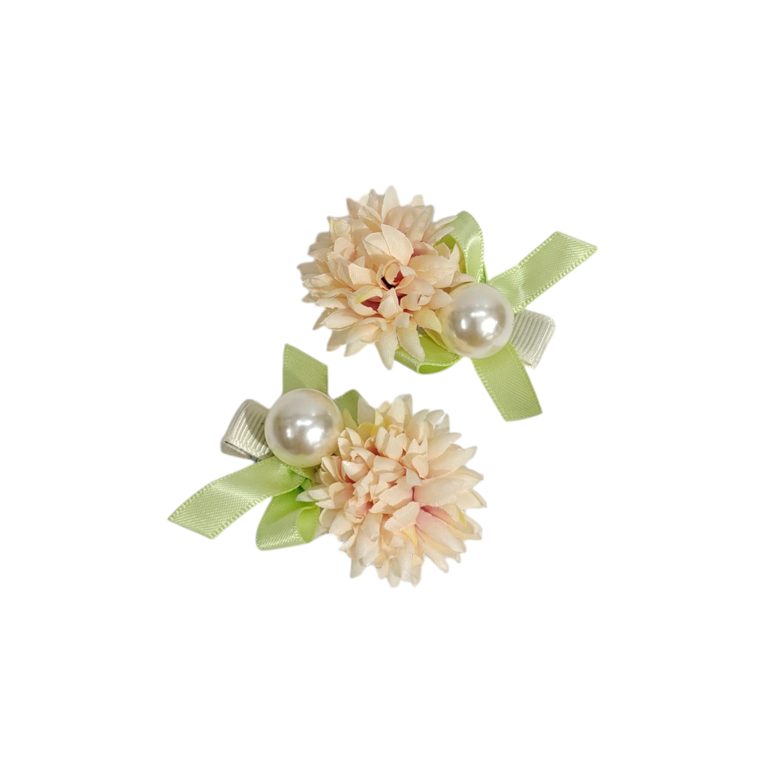 PEARL KNOT & FLOWER APPLIQUE HAIR PINS