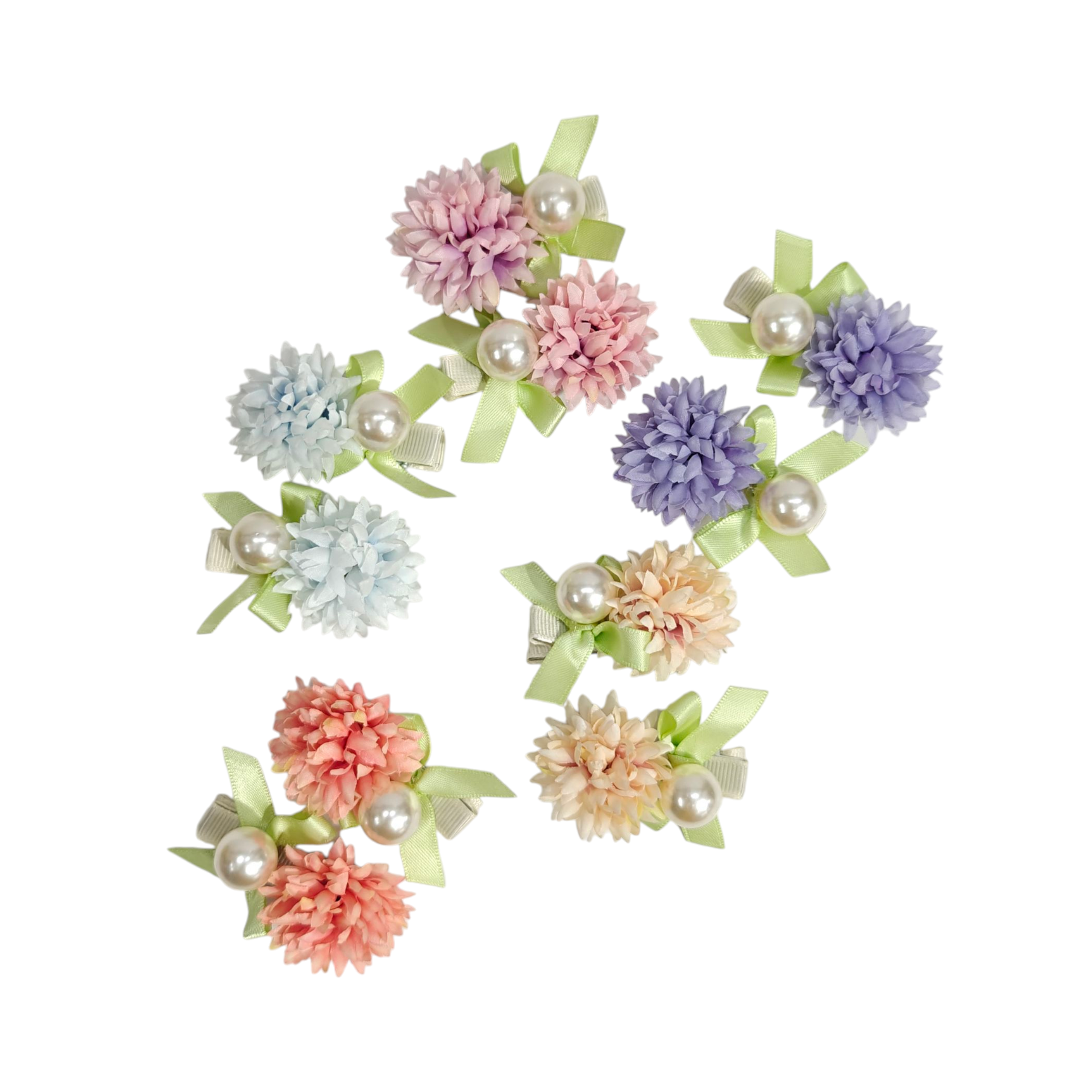 PEARL KNOT & FLOWER APPLIQUE HAIR PINS