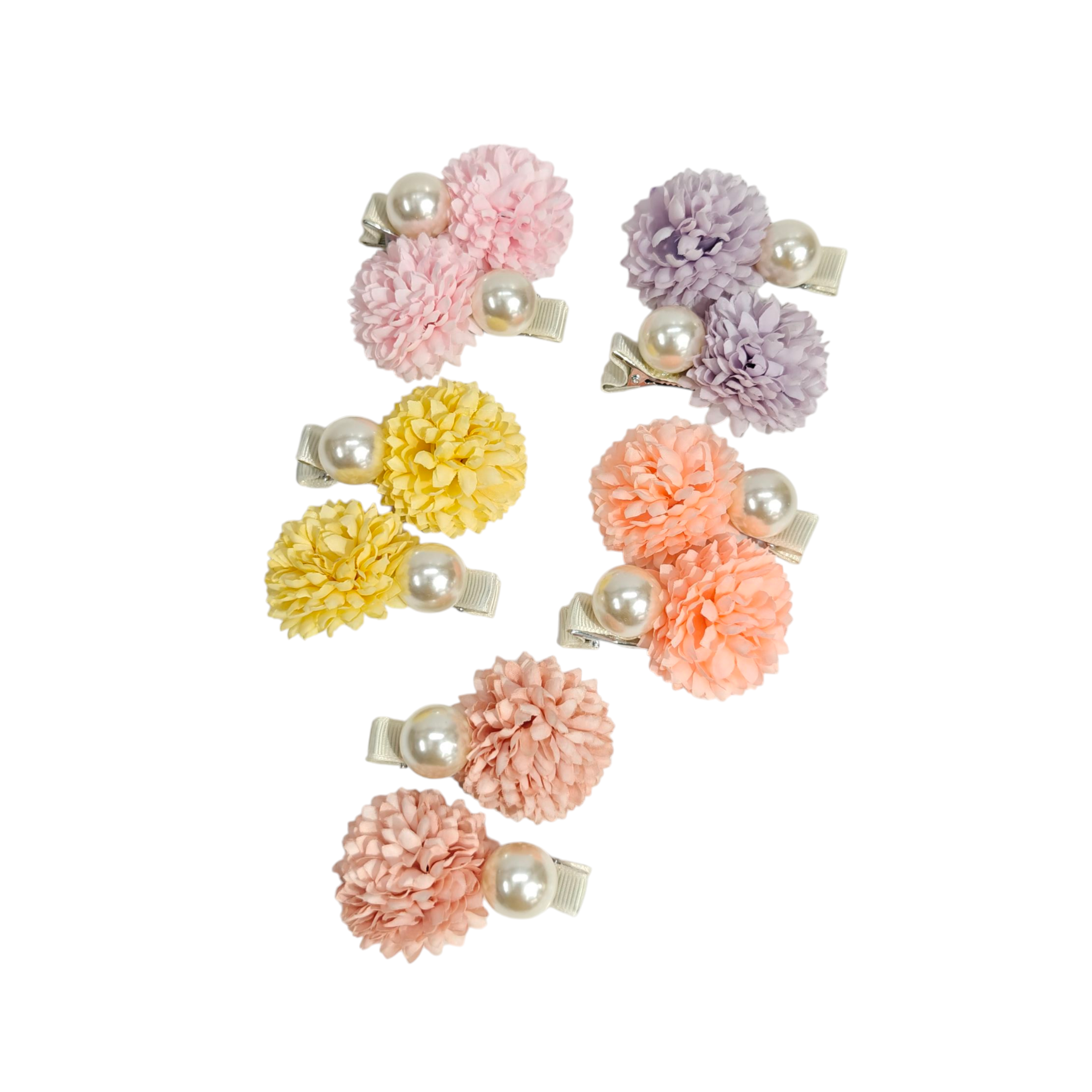 FLOWER & PEARL APPLIQUE HAIR PINS