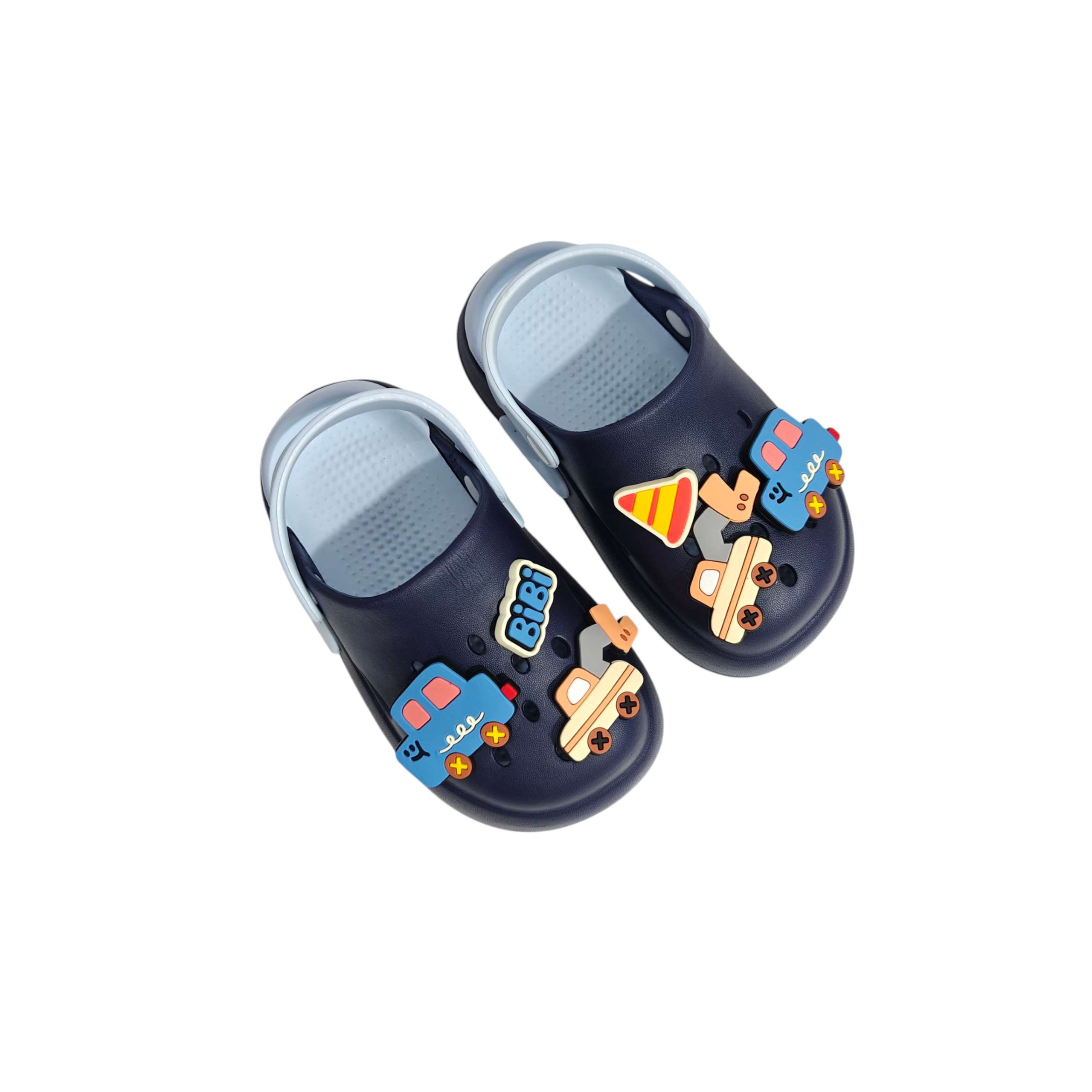 VEHICLE APPIQUE SANDAL STYLE CLOGS - NAVY