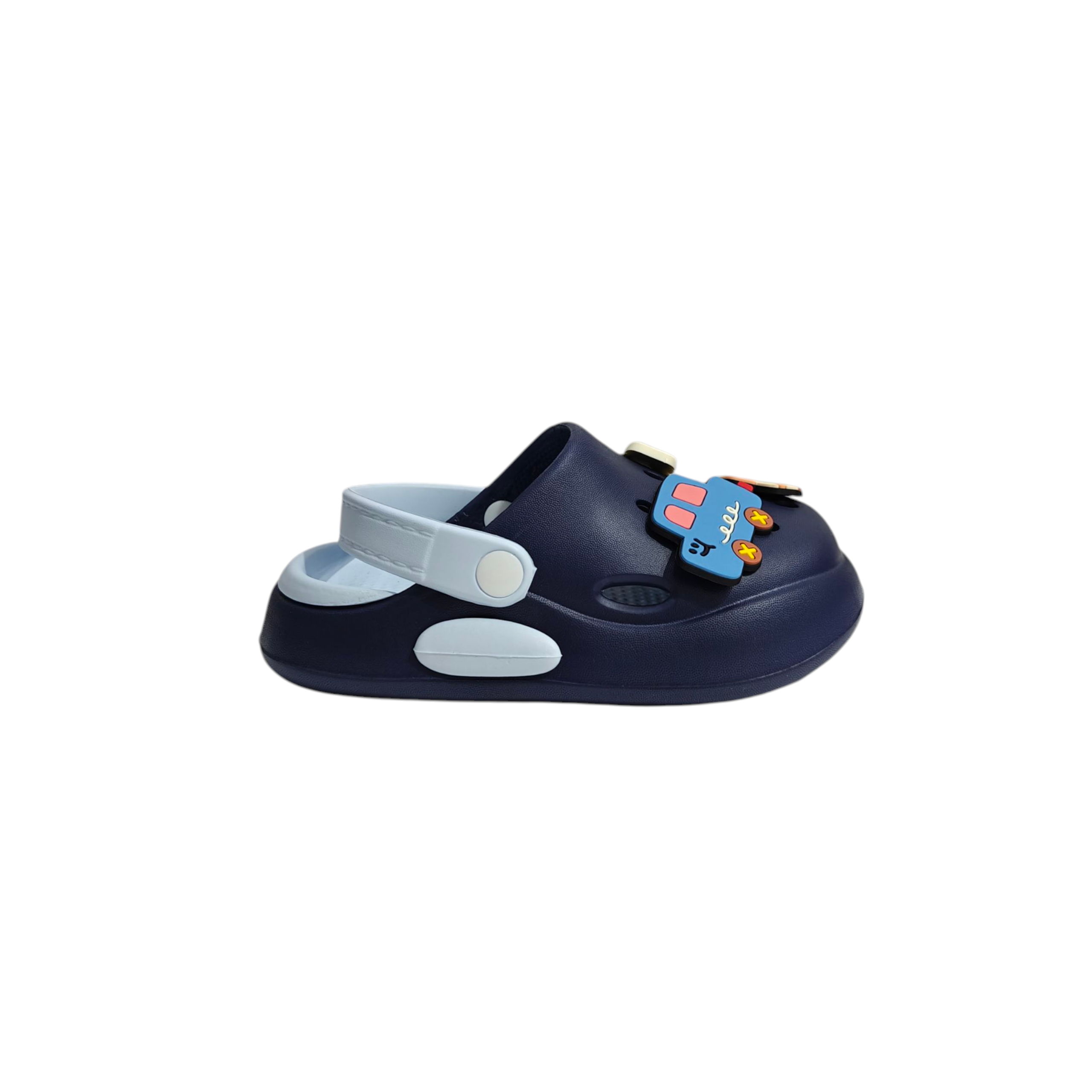VEHICLE APPIQUE SANDAL STYLE CLOGS - NAVY