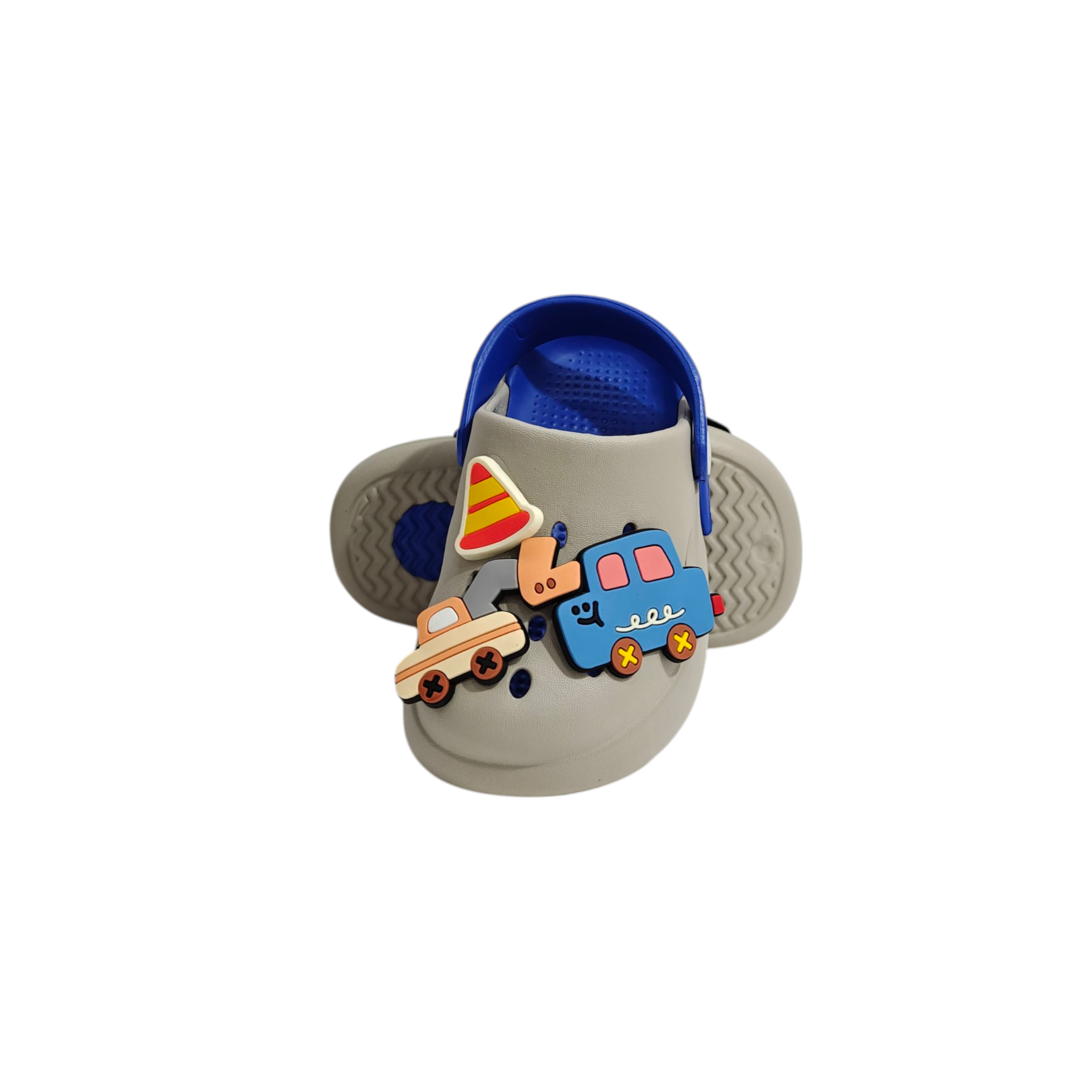 VEHICLE APPIQUE SANDAL STYLE CLOGS - GREY