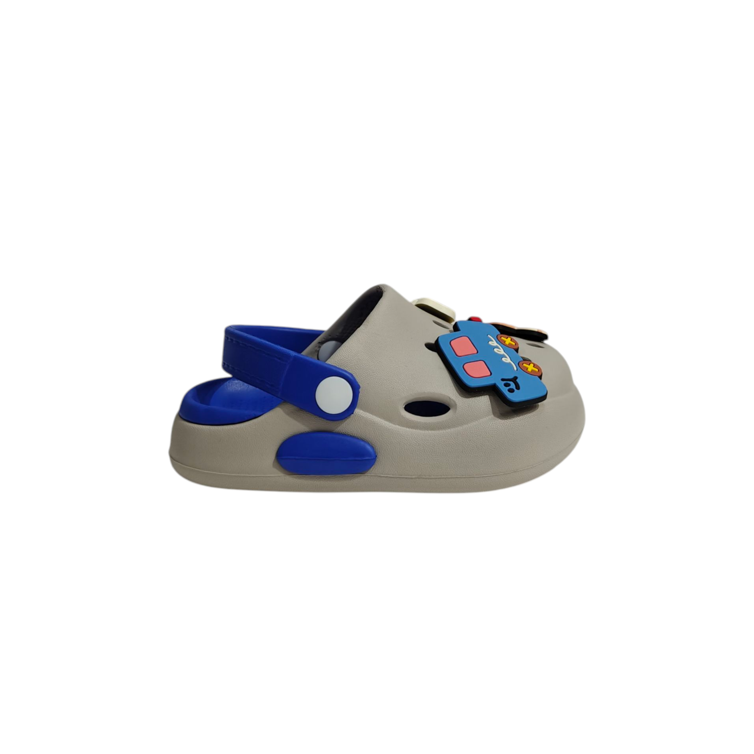 VEHICLE APPIQUE SANDAL STYLE CLOGS - GREY