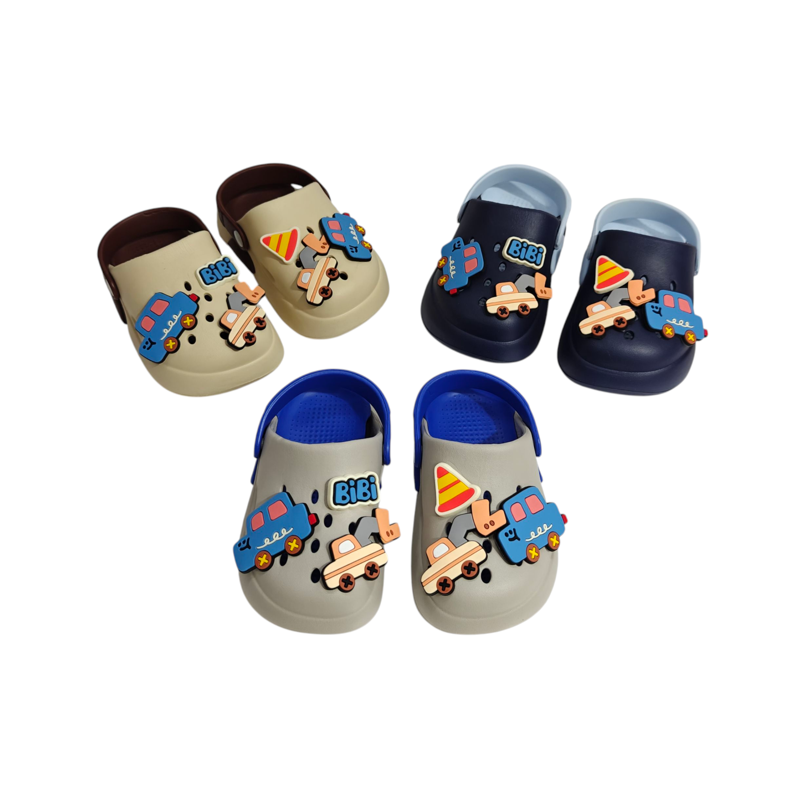 VEHICLE APPIQUE SANDAL STYLE CLOGS - GREY