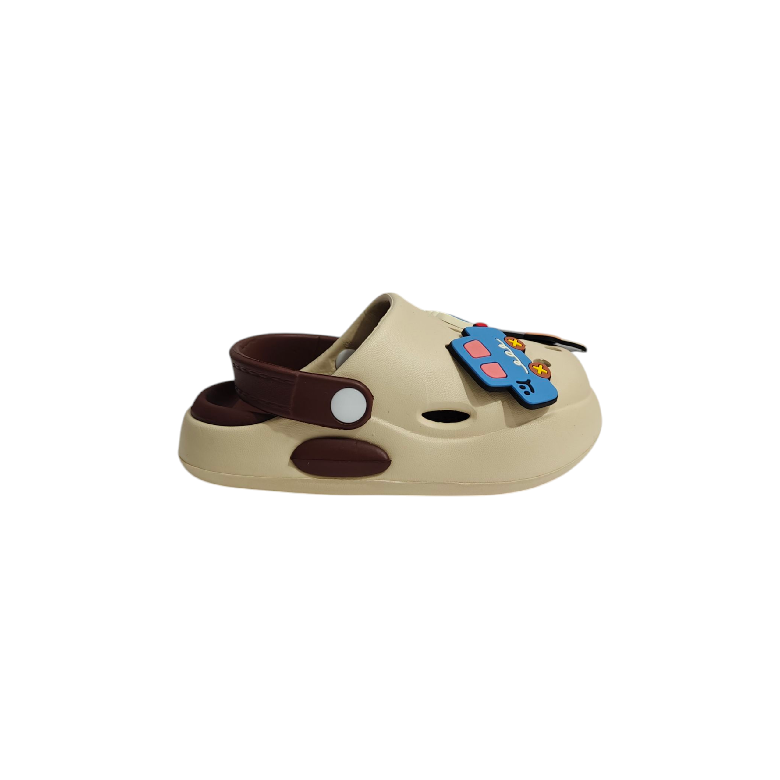 VEHICLE APPIQUE SANDAL STYLE CLOGS - BROWN