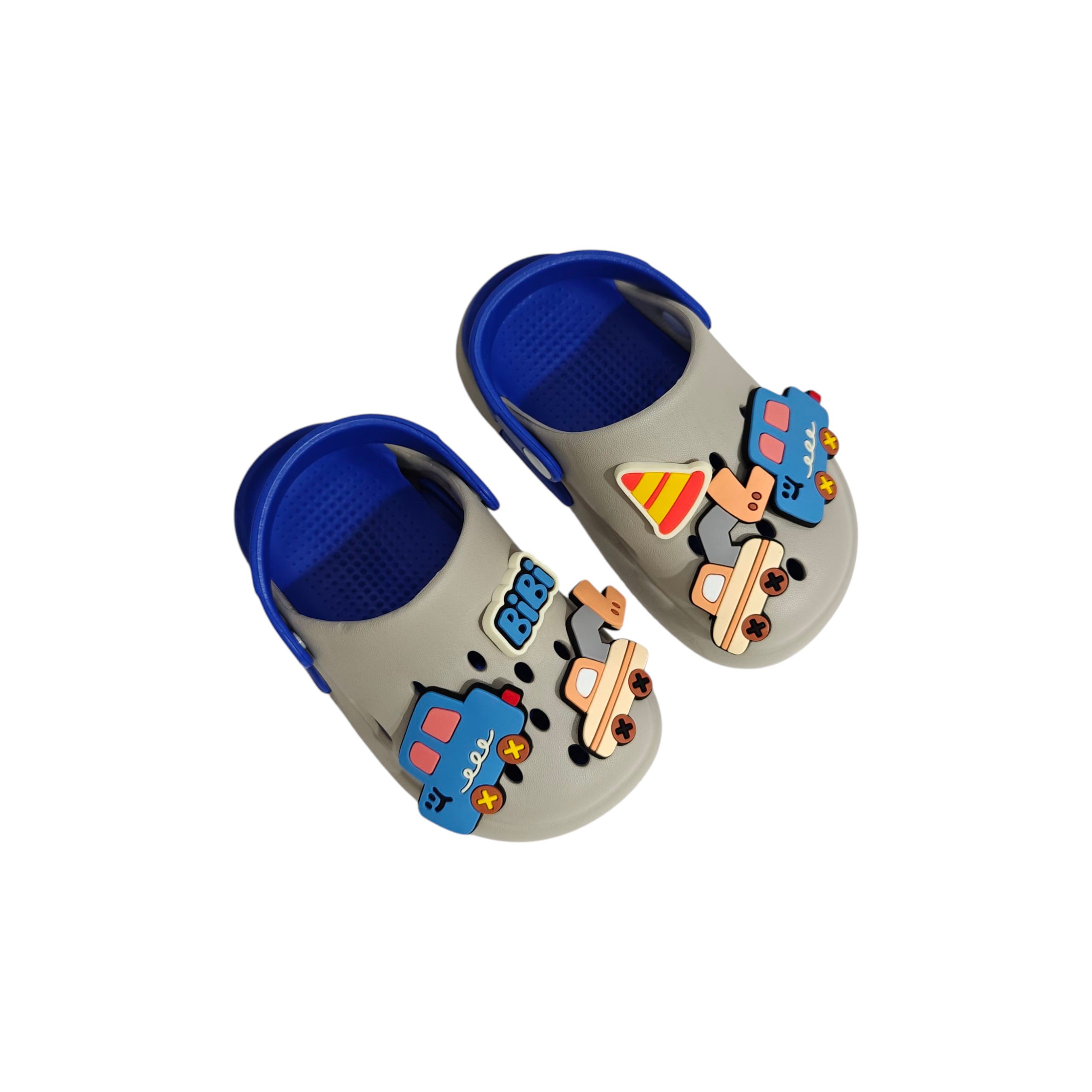 VEHICLE APPIQUE SANDAL STYLE CLOGS - GREY