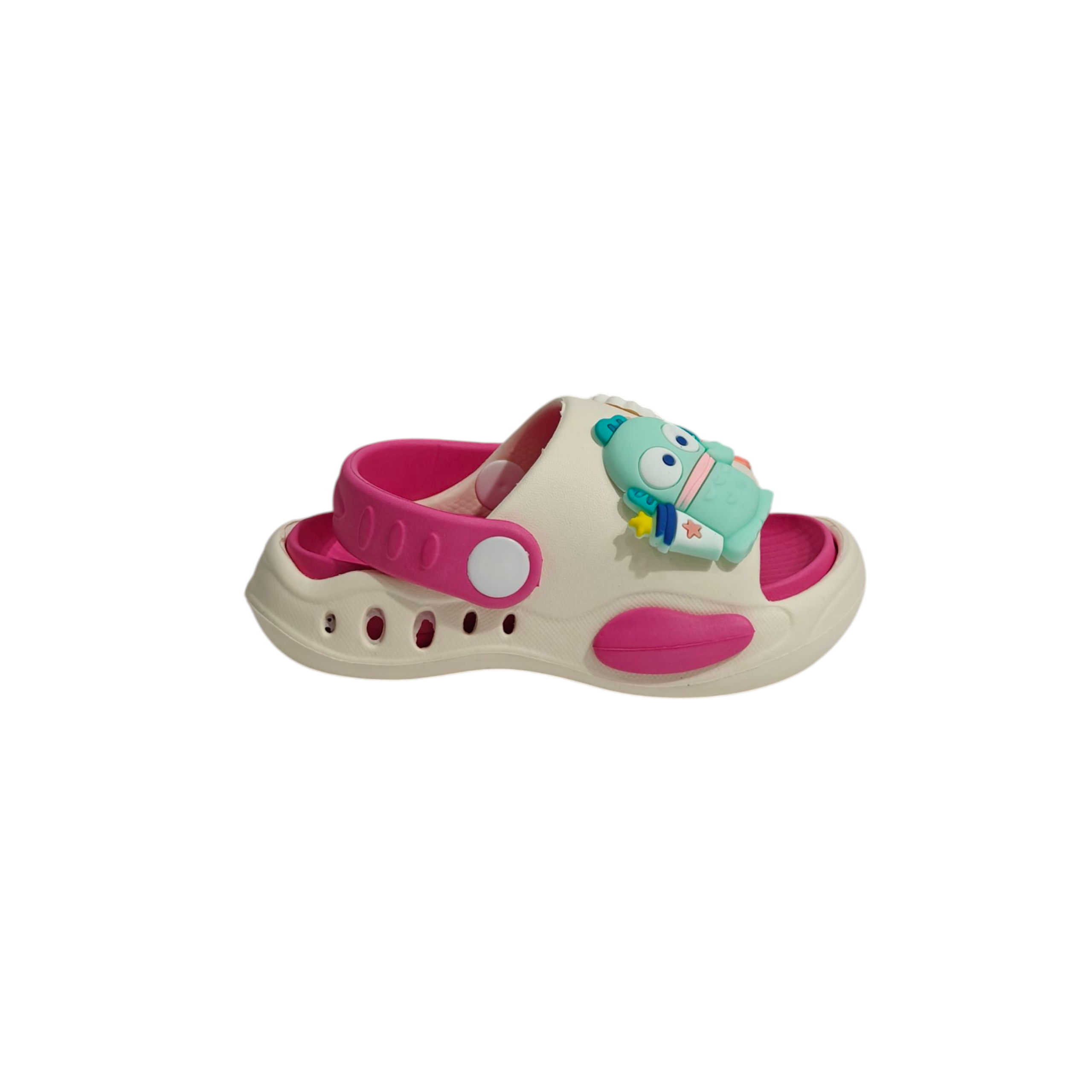 CARTOON APPIQUE SANDAL STYLE CLOGS - DARK PINK