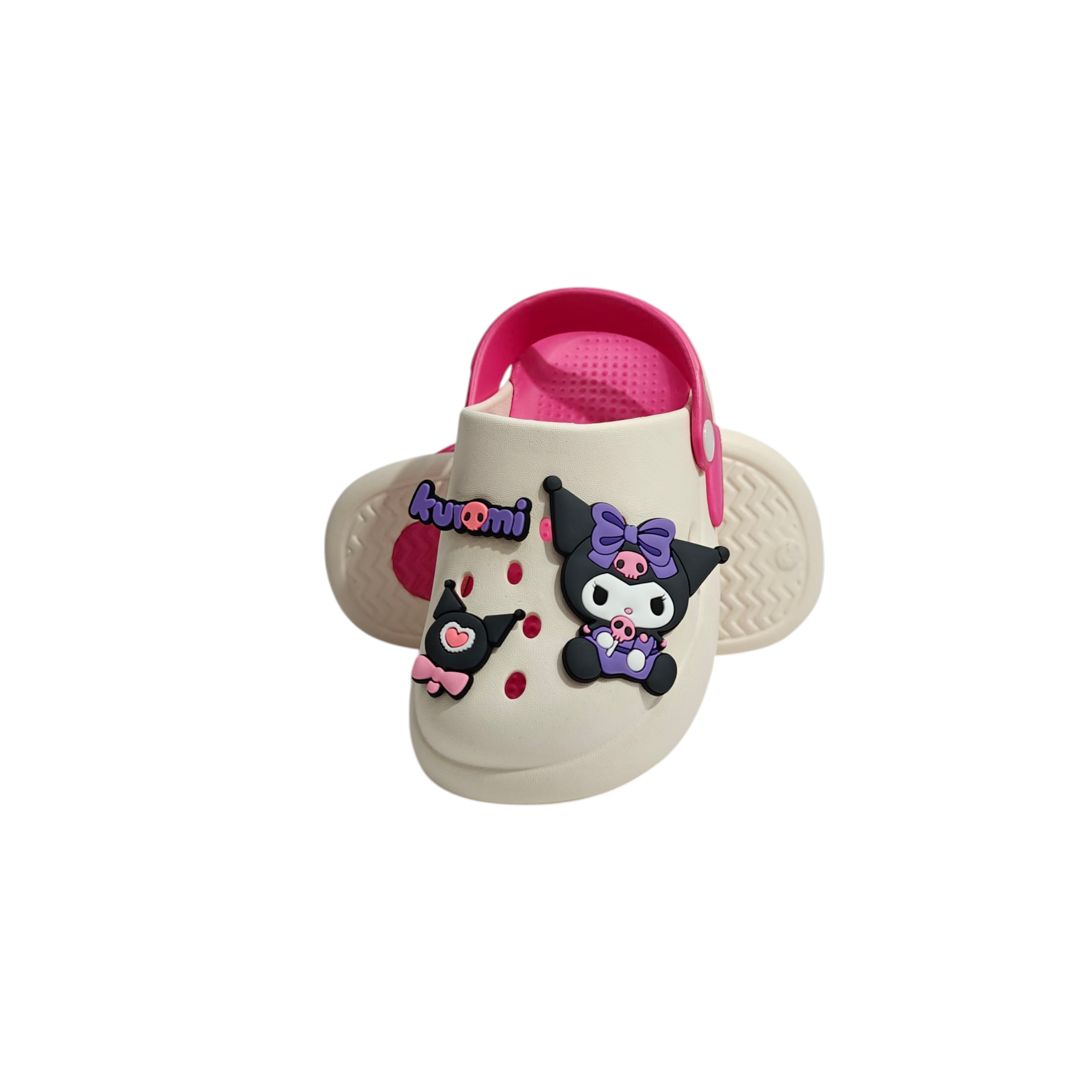 KUROMI CHARM APPLIQUE CLOGS - WHITE