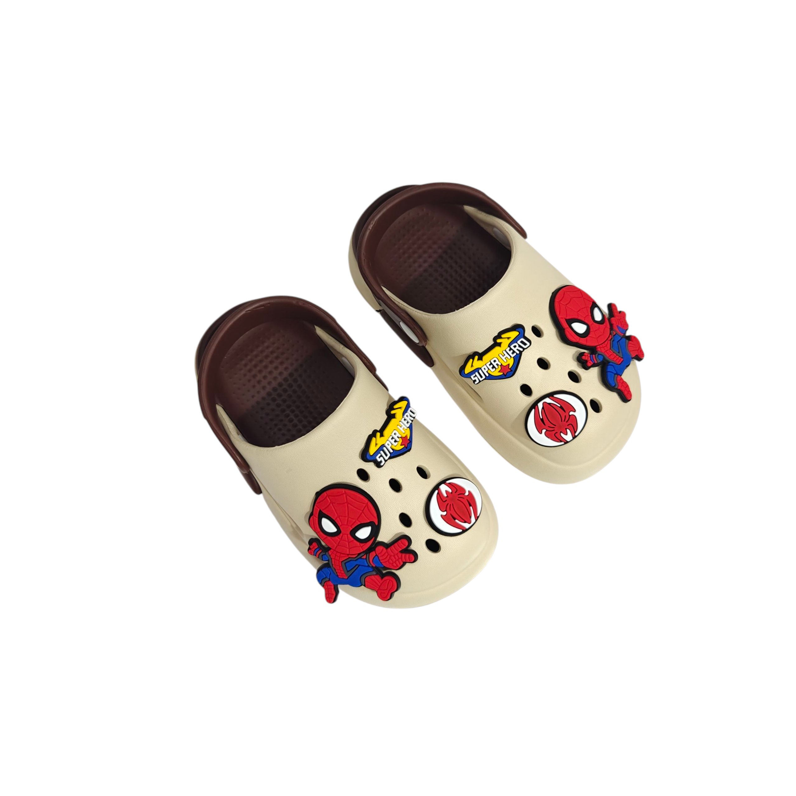SPIDER PATCH AAPLIQUE CLOGS - BROWN
