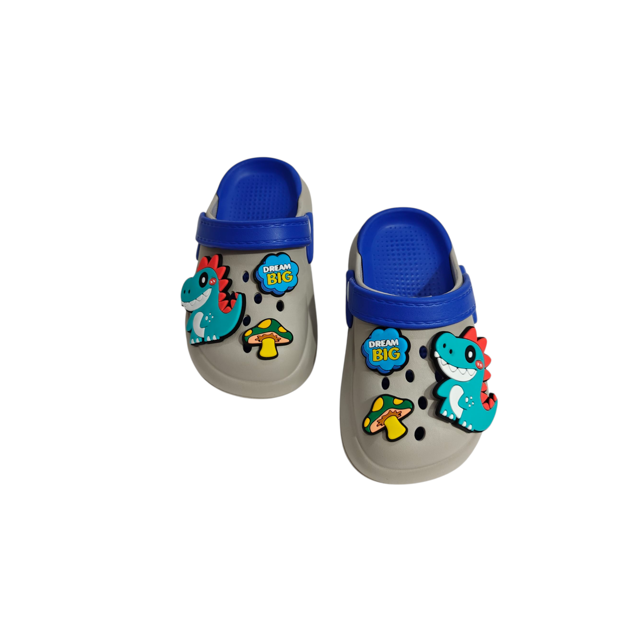 DINO & MUSHROON PATCH AAPLIQUE CLOGS - GREY