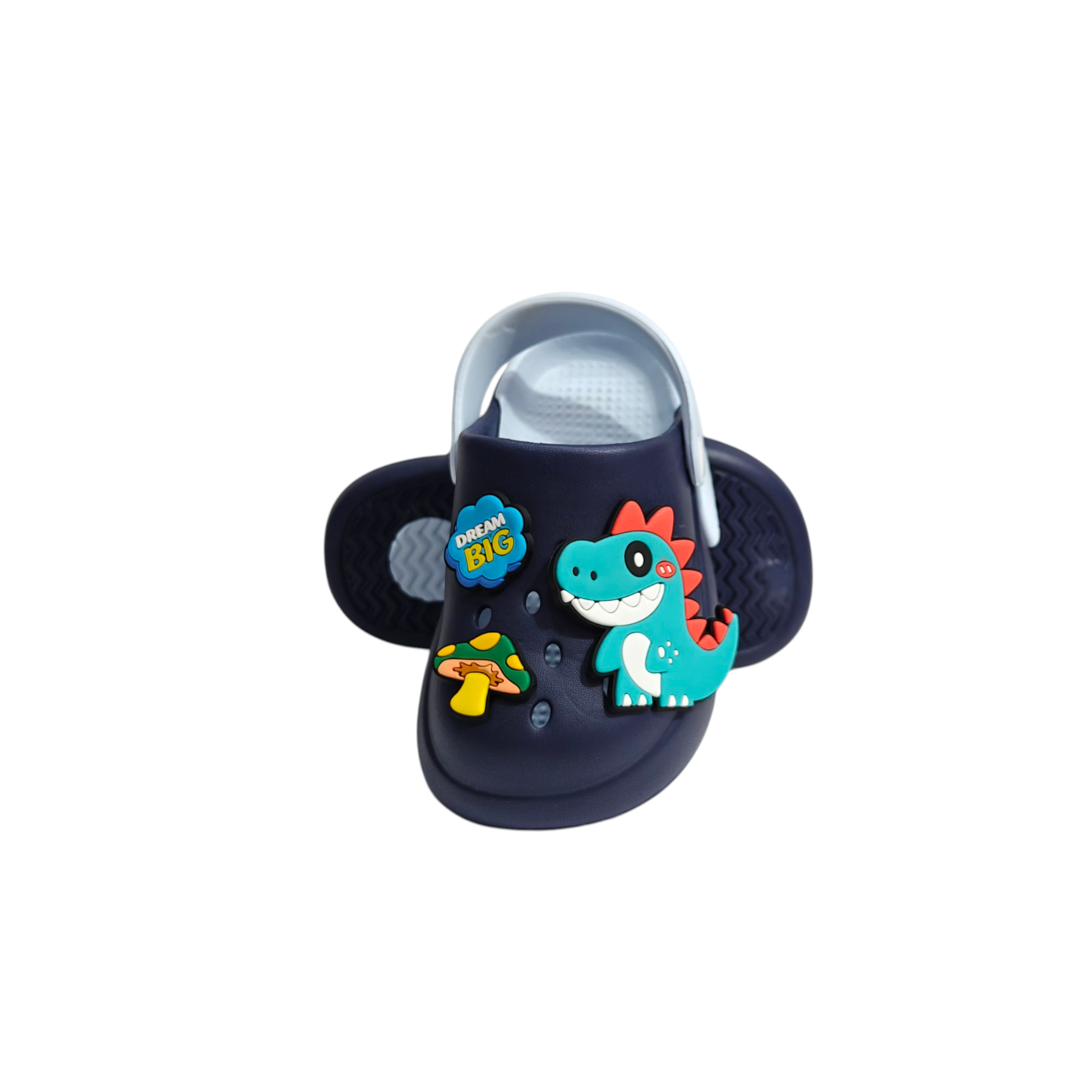 DINO & MUSHROON PATCH AAPLIQUE CLOGS - NAVY