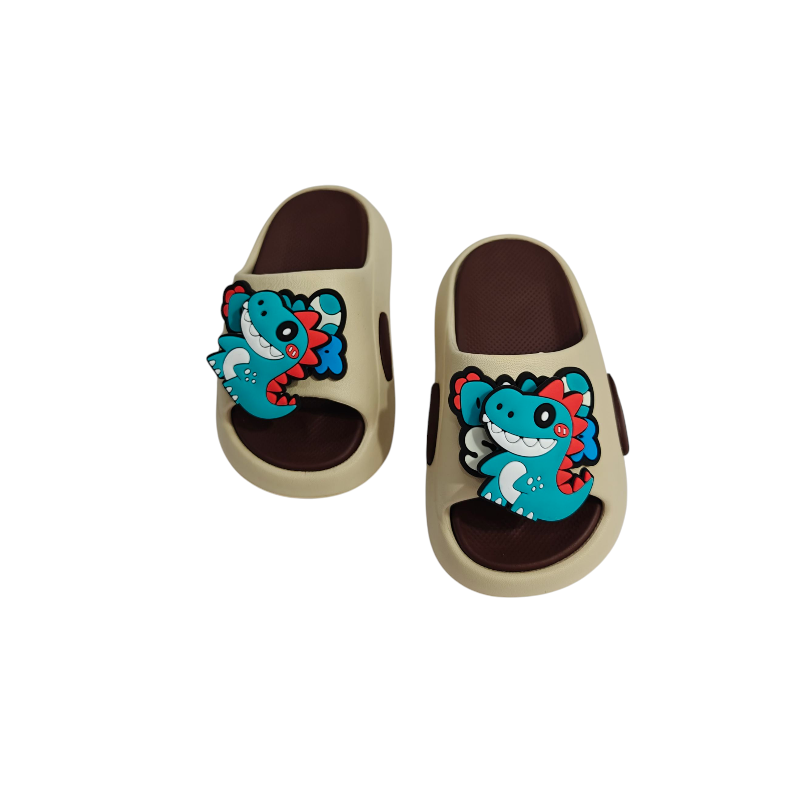 SPINNING DINO APPLIQUE FLIP-FLOP - BROWN