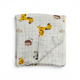 GIRFFE PRINT 6 LAYERS 100% MUSLIN TOWEL LARGE - WHITE