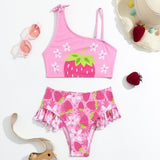 STRAWBERRY PRINTED 2 PIECE SWIMSUIT - PINK