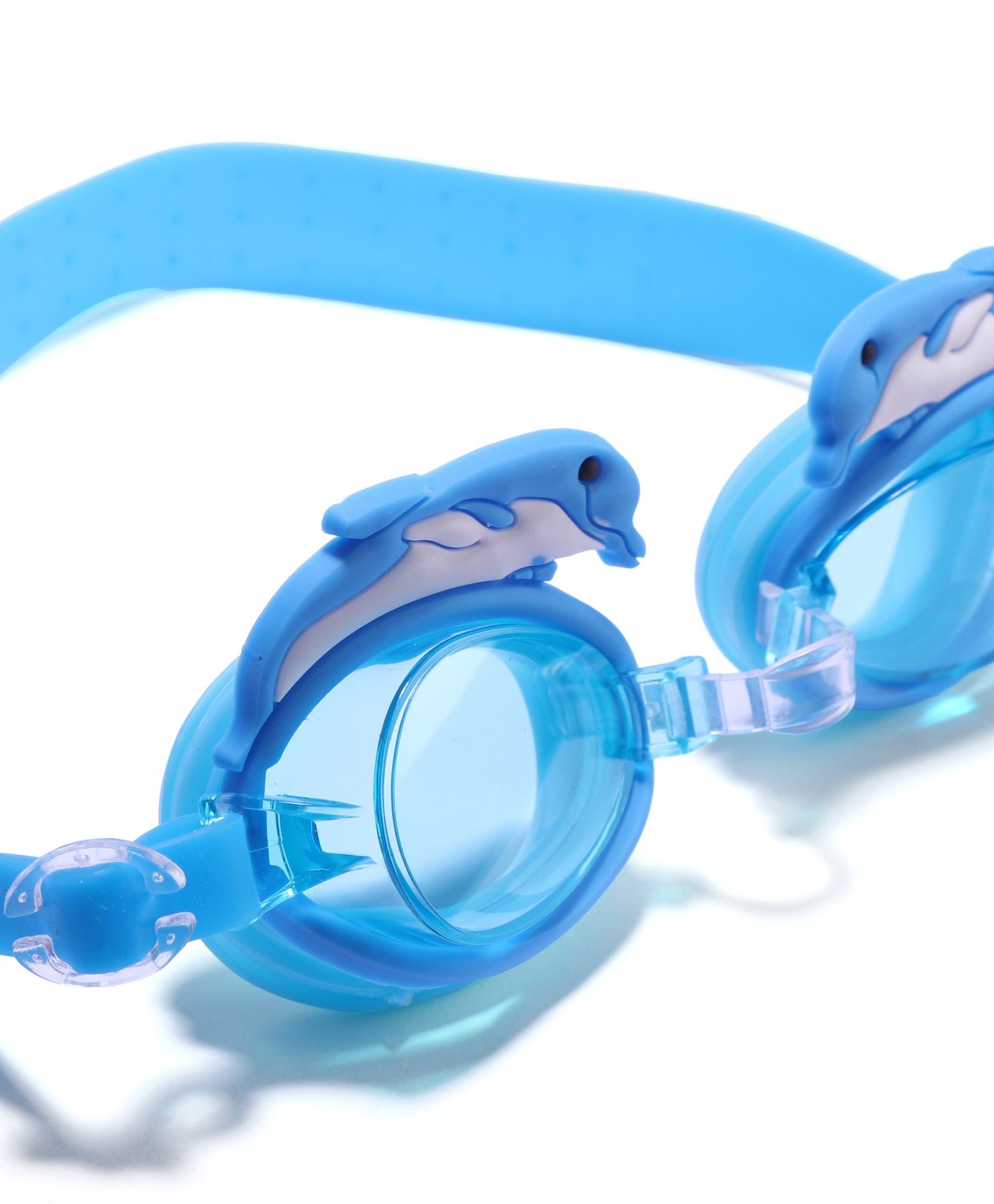 DOLPHIN DESIGN SWIMMING GOGGLES - LIGHT BLUE