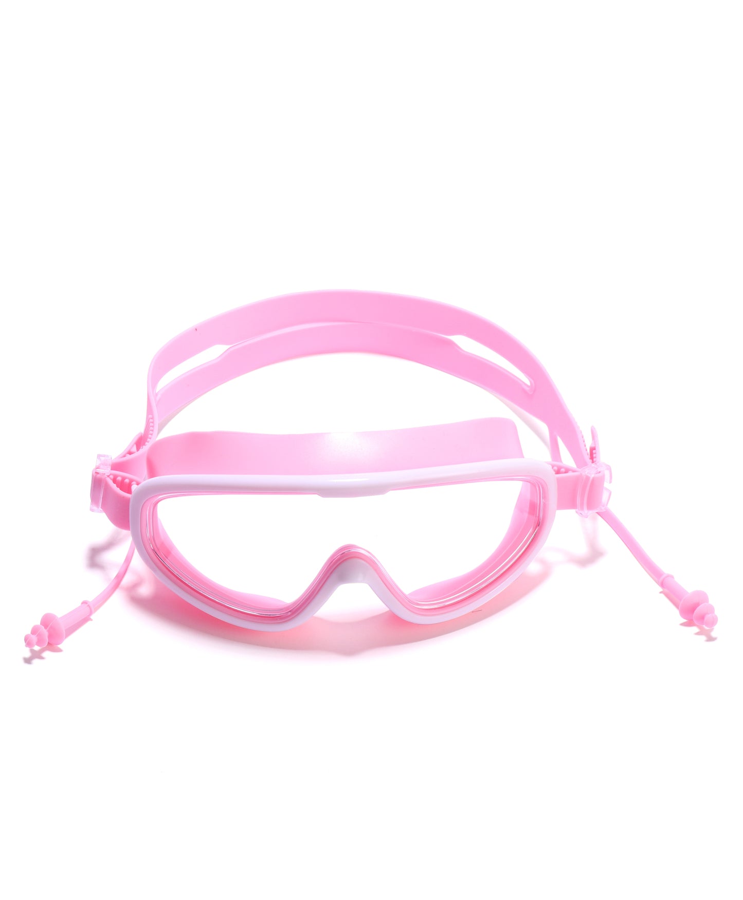 BIG FRAME SWIMMING GOGGLES WITH EAR PLUGS - PINK