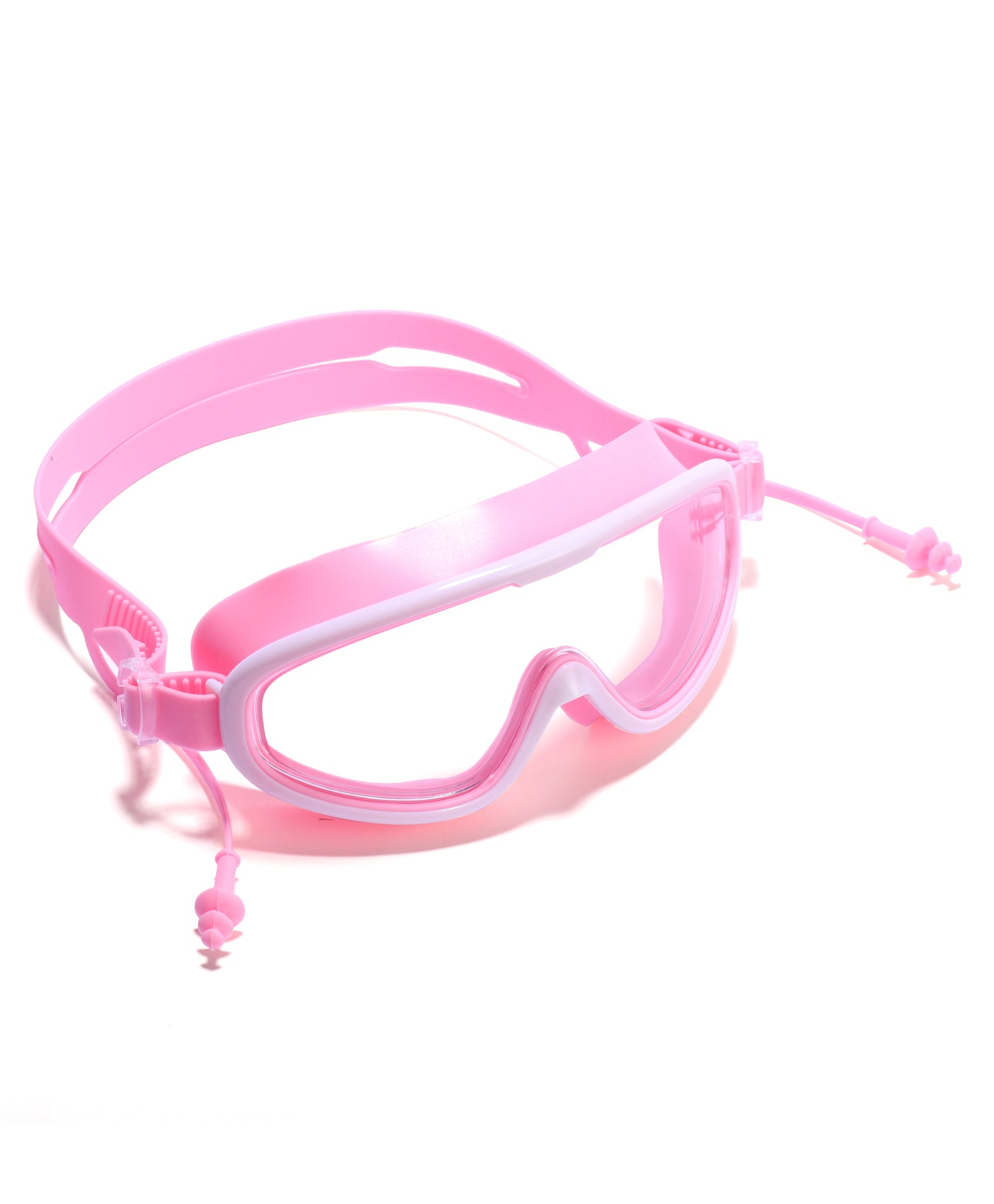 BIG FRAME SWIMMING GOGGLES WITH EAR PLUGS - PINK