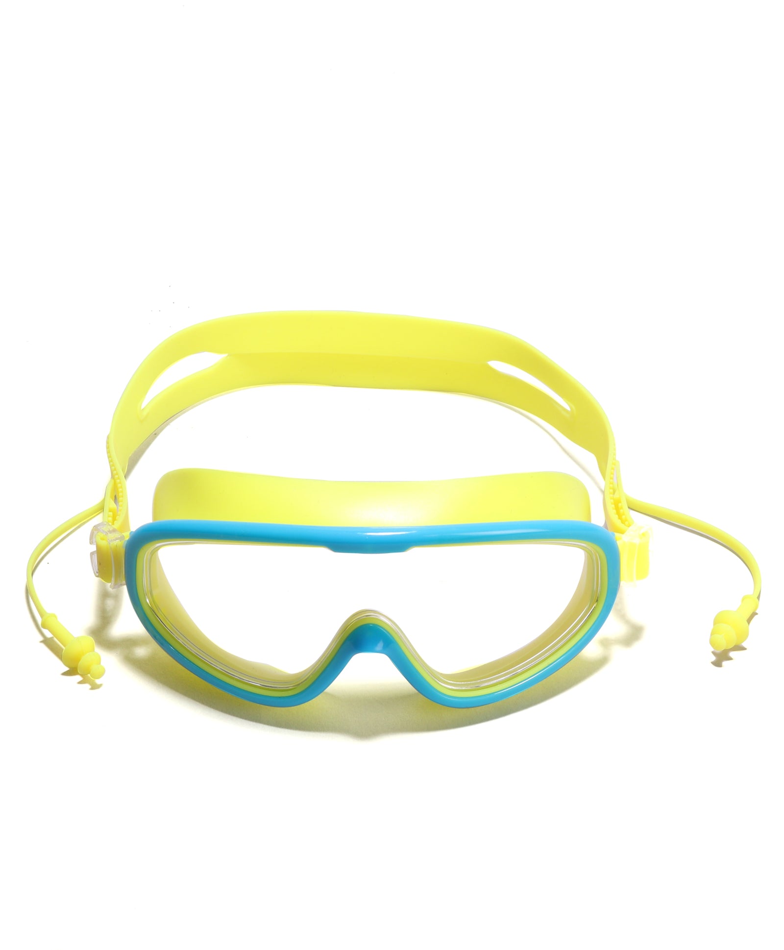 BIG FRAME SWIMMING GOGGLES WITH EAR PLUGS - YELLOW