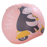 HIPPO PRINT SUPER SOFT SILICONE SWIMMING CAP - PEACH