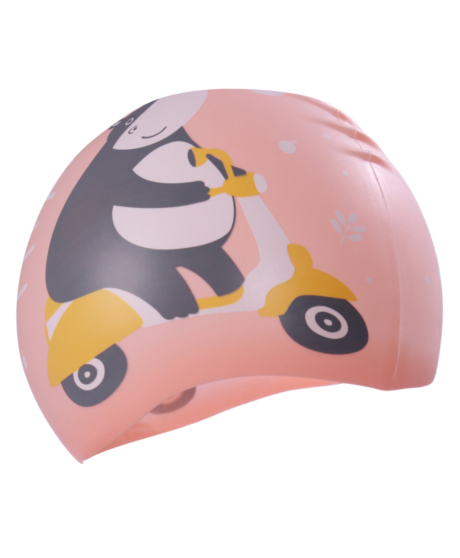 HIPPO PRINT SUPER SOFT SILICONE SWIMMING CAP - PEACH