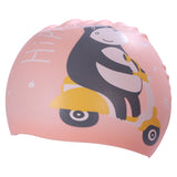 HIPPO PRINT SUPER SOFT SILICONE SWIMMING CAP - PEACH