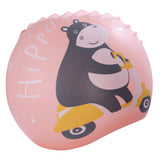 HIPPO PRINT SUPER SOFT SILICONE SWIMMING CAP - PEACH