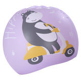 HIPPO PRINT SUPER SOFT SILICONE SWIMMING CAP - PURPLE