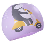 HIPPO PRINT SUPER SOFT SILICONE SWIMMING CAP - PURPLE