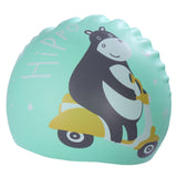HIPPO PRINT SUPER SOFT SILICONE SWIMMING CAP - GREEN