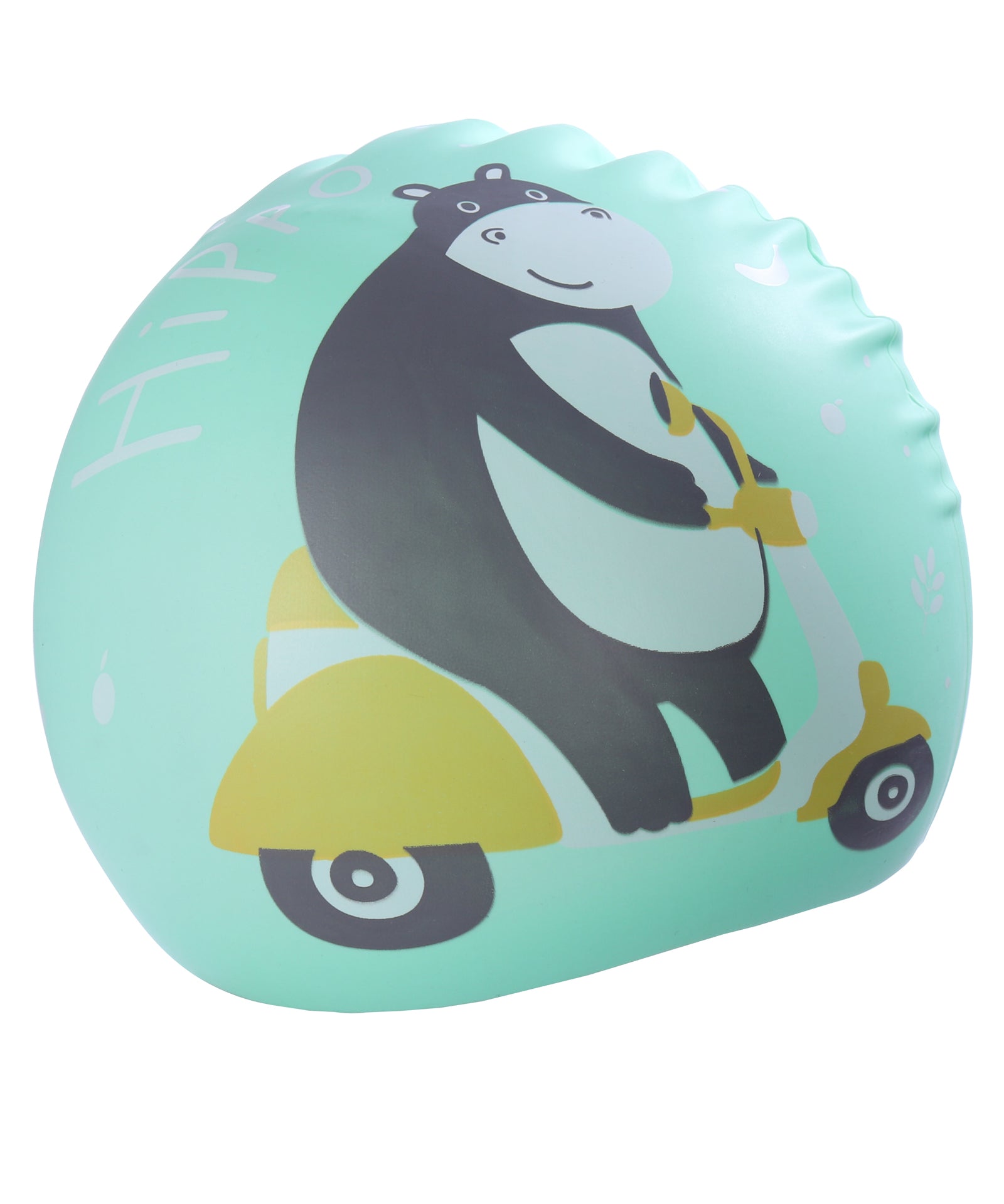 HIPPO PRINT SUPER SOFT SILICONE SWIMMING CAP - GREEN