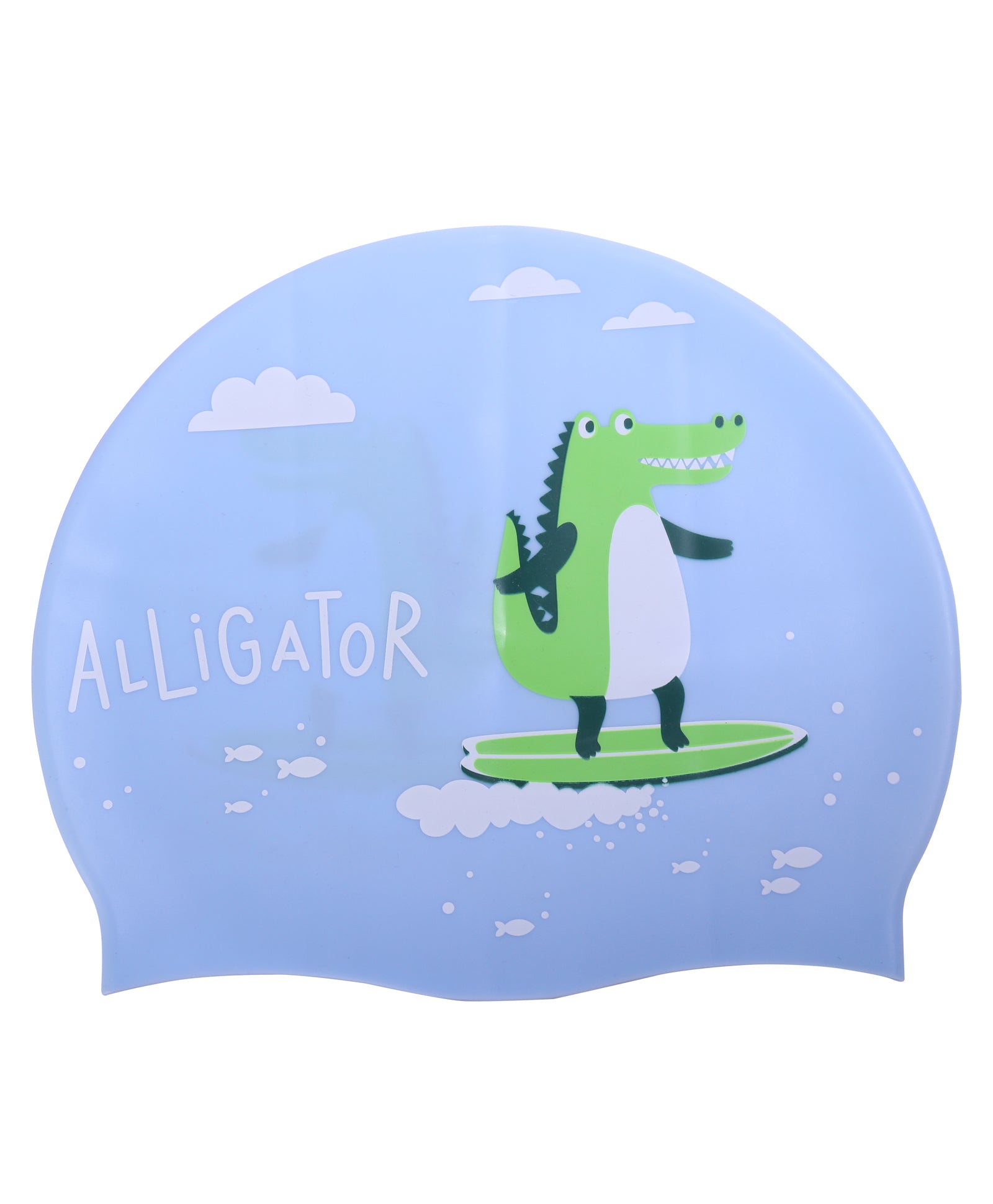 ALLIGATOR PRINT SUPER SOFT SILICONE SWIMMING CAP - LIGHT BLUE