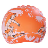 WAVE PRINT SUPER SOFT SILICONE SWIMMING CAP - ORANGE
