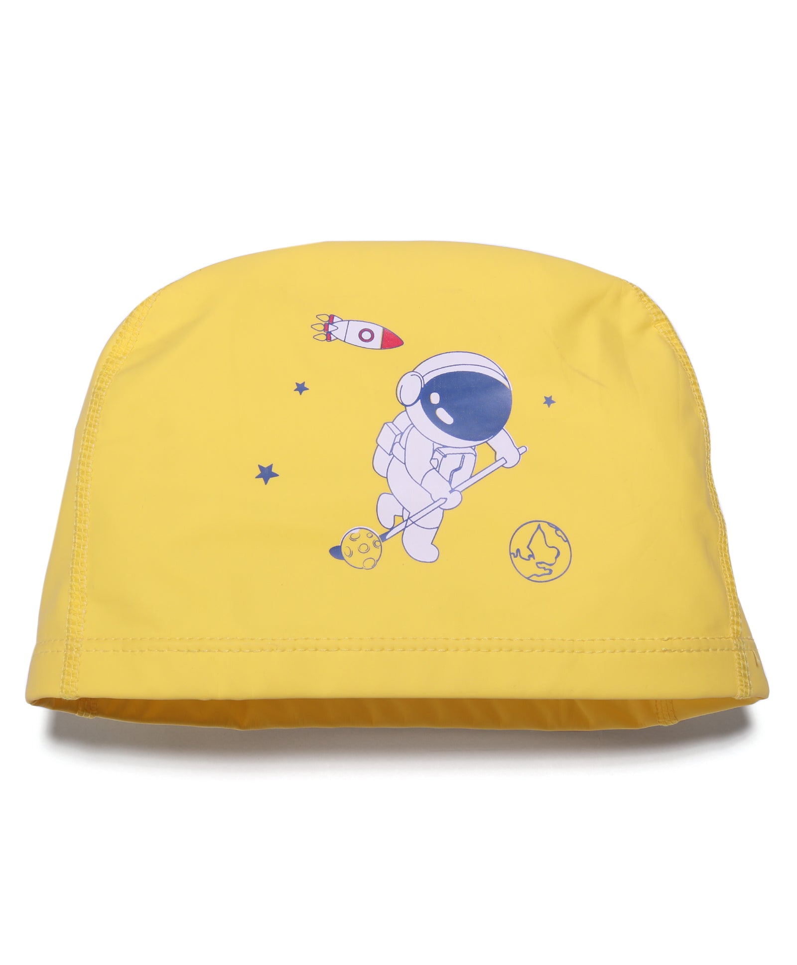 ATRONAUT PRINT SUPER SOFT PU SWIMMING CAP - YELLOW