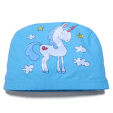 UNICORN PRINT SUPER SOFT PU SWIMMING CAP - LIGHT BLUE