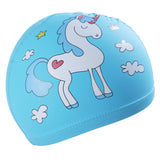 UNICORN PRINT SUPER SOFT PU SWIMMING CAP - LIGHT BLUE