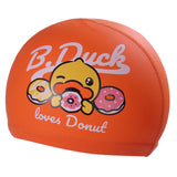 DUCK PRINT SUPER SOFT PU SWIMMING CAP - ORANGE
