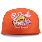 DUCK PRINT SUPER SOFT PU SWIMMING CAP - ORANGE