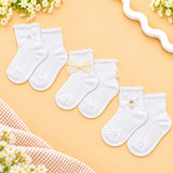PACK OF 3 BOW & KNOT DETAILED ANKLE LENGTH SOCKS - WHITE
