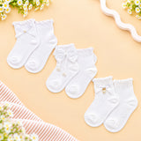 PACK OF 3 BOW & KNOT DETAILED ANKLE LENGTH SOCKS - WHITE